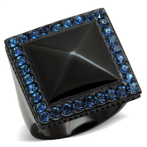 TK1841 - IP Black(Ion Plating) Stainless Steel Ring with Top Grade Crystal  in Montana - Alamode