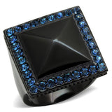 TK1841 - IP Black(Ion Plating) Stainless Steel Ring with Top Grade Crystal  in Montana - Alamode