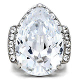 TK184 - High polished (no plating) Stainless Steel Ring with AAA Grade CZ in Clear - Alamode - Flyclothing LLC
