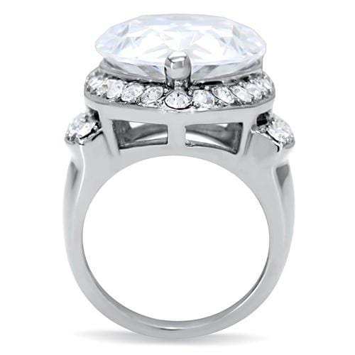TK184 - High polished (no plating) Stainless Steel Ring with AAA Grade CZ in Clear - Alamode - Flyclothing LLC