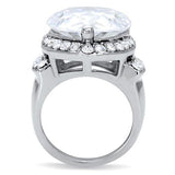 TK184 - High polished (no plating) Stainless Steel Ring with AAA Grade CZ  in Clear - Alamode