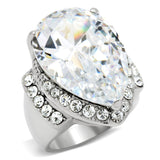 TK184 - High polished (no plating) Stainless Steel Ring with AAA Grade CZ  in Clear - Alamode