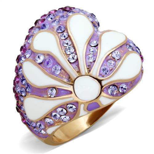 TK1850 - IP Rose Gold(Ion Plating) Stainless Steel Ring with Top Grade Crystal in Multi Color - Alamode - Flyclothing LLC