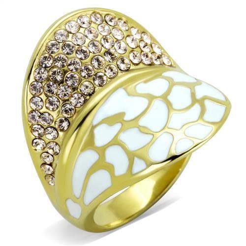 TK1851 - IP Gold(Ion Plating) Stainless Steel Ring with Top Grade Crystal in Clear - Alamode - Flyclothing LLC