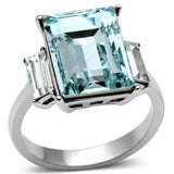 TK1862 - High polished (no plating) Stainless Steel Ring with Top Grade Crystal in Sea Blue - Alamode - Flyclothing LLC