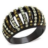 TK1865 - IP Black(Ion Plating) Stainless Steel Ring with Top Grade Crystal in Multi Color - Alamode - Flyclothing LLC