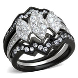 TK1869 - Two-Tone IP Black (Ion Plating) Stainless Steel Ring with AAA Grade CZ  in Clear - Alamode