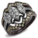 TK1869LJ - IP Light Black (IP Gun) & IP Dark Brown (IP coffee) Stainless Steel Ring with AAA Grade CZ in Clear - Alamode - Flyclothing LLC