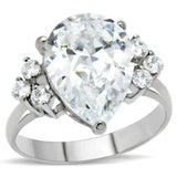 TK186 - High polished (no plating) Stainless Steel Ring with AAA Grade CZ in Clear - Alamode - Flyclothing LLC