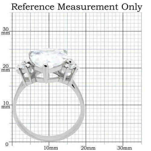 TK186 - High polished (no plating) Stainless Steel Ring with AAA Grade CZ in Clear - Alamode - Flyclothing LLC