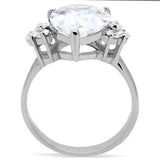 TK186 - High polished (no plating) Stainless Steel Ring with AAA Grade CZ in Clear - Alamode - Flyclothing LLC