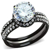 TK1870 - Two-Tone IP Black (Ion Plating) Stainless Steel Ring with AAA Grade CZ in Clear - Alamode - Flyclothing LLC