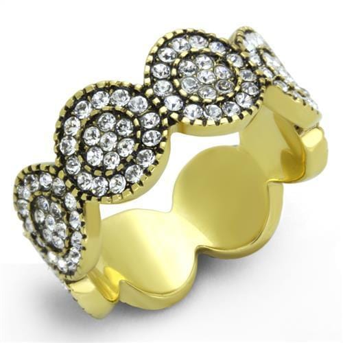 TK1875 - IP Gold(Ion Plating) Stainless Steel Ring with Top Grade Crystal  in Clear - Alamode