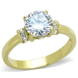 TK1877 - IP Gold(Ion Plating) Stainless Steel Ring with AAA Grade CZ  in Clear - Alamode
