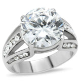 TK187 - High polished (no plating) Stainless Steel Ring with AAA Grade CZ in Clear - Alamode - Flyclothing LLC
