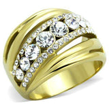 TK1880 - IP Gold(Ion Plating) Stainless Steel Ring with Top Grade Crystal in Clear - Alamode - Flyclothing LLC