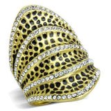 TK1887 - IP Gold(Ion Plating) Stainless Steel Ring with Top Grade Crystal in Clear - Alamode - Flyclothing LLC