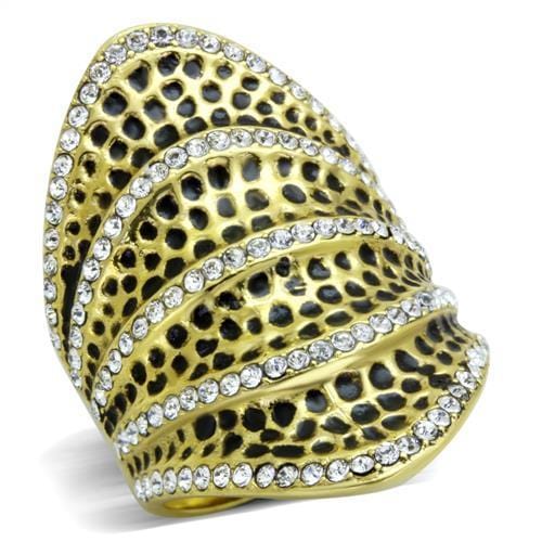 TK1887 - IP Gold(Ion Plating) Stainless Steel Ring with Top Grade Crystal  in Clear - Alamode