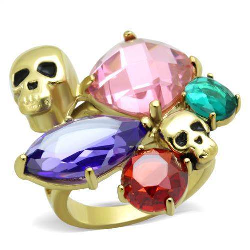 TK1888 - IP Gold(Ion Plating) Stainless Steel Ring with AAA Grade CZ in Multi Color - Alamode - Flyclothing LLC