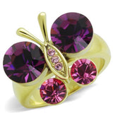 TK1889 - IP Gold(Ion Plating) Stainless Steel Ring with Top Grade Crystal  in Amethyst - Alamode