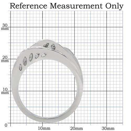 TK188 - High polished (no plating) Stainless Steel Ring with Top Grade Crystal in Clear - Alamode - Flyclothing LLC