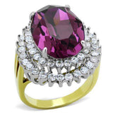 TK1892 - Two-Tone IP Gold (Ion Plating) Stainless Steel Ring with Top Grade Crystal in Amethyst - Alamode - Flyclothing LLC