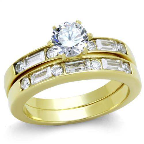 TK1897 - IP Gold(Ion Plating) Stainless Steel Ring with AAA Grade CZ in Clear - Alamode - Flyclothing LLC