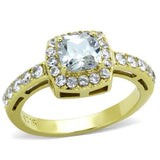 TK1899 - IP Gold(Ion Plating) Stainless Steel Ring with AAA Grade CZ  in Clear - Alamode
