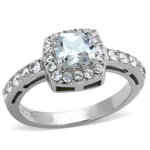 TK1899N - High-Polished Stainless Steel Ring with AAA Grade CZ  in Clear - Alamode