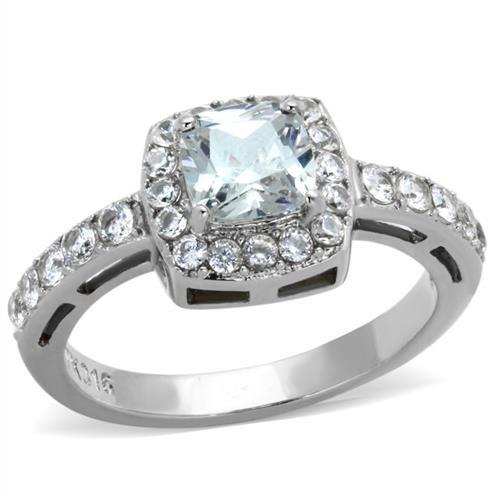 TK1899N - High-Polished Stainless Steel Ring with AAA Grade CZ in Clear - Alamode - Flyclothing LLC