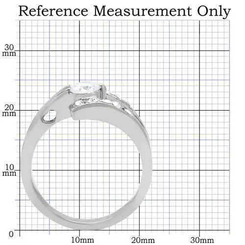 TK189 - High polished (no plating) Stainless Steel Ring with AAA Grade CZ in Clear - Alamode - Flyclothing LLC