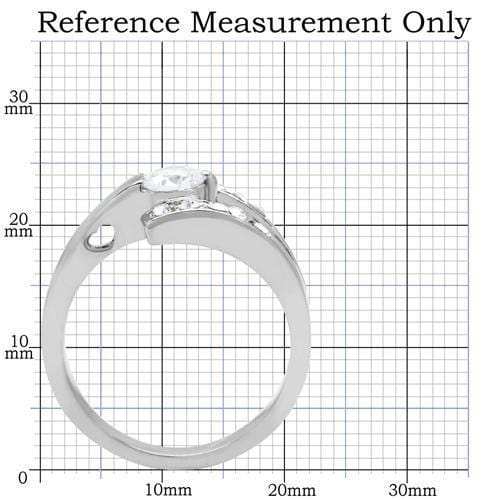 TK189 - High polished (no plating) Stainless Steel Ring with AAA Grade CZ in Clear - Alamode - Flyclothing LLC