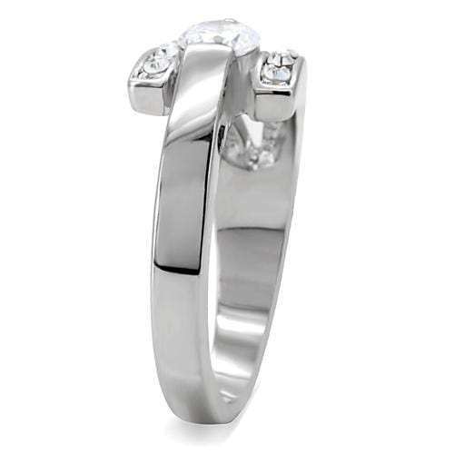 TK189 - High polished (no plating) Stainless Steel Ring with AAA Grade CZ in Clear - Alamode - Flyclothing LLC
