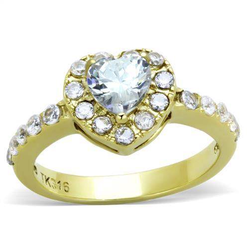 TK1900 - IP Gold(Ion Plating) Stainless Steel Ring with AAA Grade CZ in Clear - Alamode - Flyclothing LLC