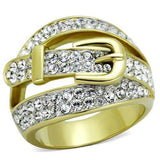 TK1906 - Two-Tone IP Gold (Ion Plating) Stainless Steel Ring with Top Grade Crystal in Clear - Alamode - Flyclothing LLC