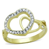 TK1908 - Two-Tone IP Gold (Ion Plating) Stainless Steel Ring with Top Grade Crystal  in Clear - Alamode