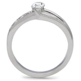 TK190 - High polished (no plating) Stainless Steel Ring with AAA Grade CZ  in Clear - Alamode