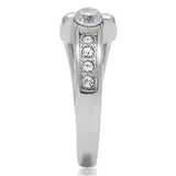 TK190 - High polished (no plating) Stainless Steel Ring with AAA Grade CZ in Clear - Alamode - Flyclothing LLC