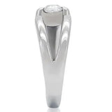 TK190 - High polished (no plating) Stainless Steel Ring with AAA Grade CZ in Clear - Alamode - Flyclothing LLC