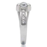 TK190 - High polished (no plating) Stainless Steel Ring with AAA Grade CZ in Clear - Alamode - Flyclothing LLC