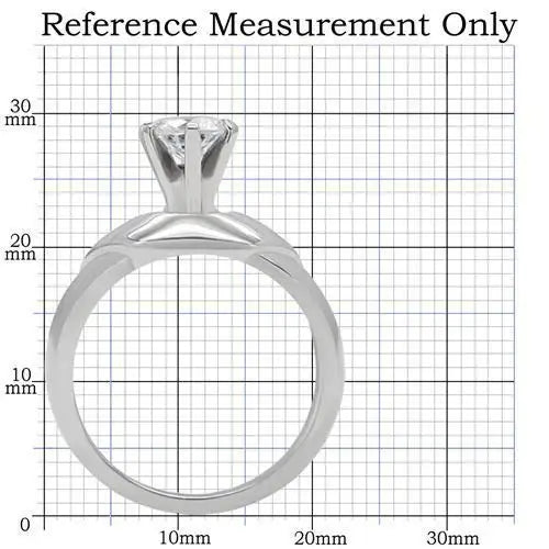 TK191 - High polished (no plating) Stainless Steel Ring with AAA Grade CZ in Clear - Alamode - Flyclothing LLC