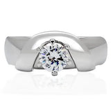 TK191 - High polished (no plating) Stainless Steel Ring with AAA Grade CZ in Clear - Alamode - Flyclothing LLC