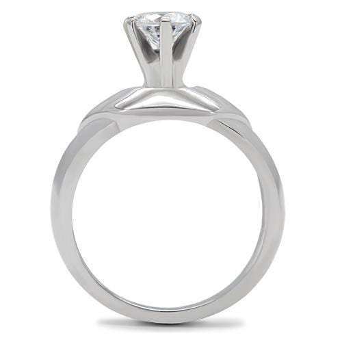 TK191 - High polished (no plating) Stainless Steel Ring with AAA Grade CZ in Clear - Alamode - Flyclothing LLC
