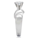TK191 - High polished (no plating) Stainless Steel Ring with AAA Grade CZ in Clear - Alamode - Flyclothing LLC