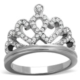 TK1923 - High polished (no plating) Stainless Steel Ring with Top Grade Crystal in Clear - Alamode - Flyclothing LLC
