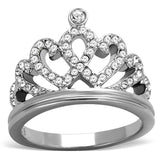 TK1923 - High polished (no plating) Stainless Steel Ring with Top Grade Crystal  in Clear - Alamode