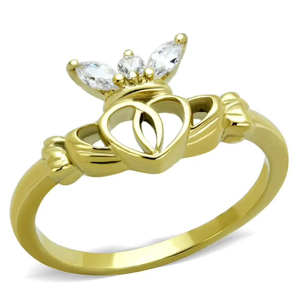 TK1926 - IP Gold(Ion Plating) Stainless Steel Ring with AAA Grade CZ in Clear - Alamode - Flyclothing LLC