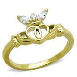 TK1926 - IP Gold(Ion Plating) Stainless Steel Ring with AAA Grade CZ  in Clear - Alamode