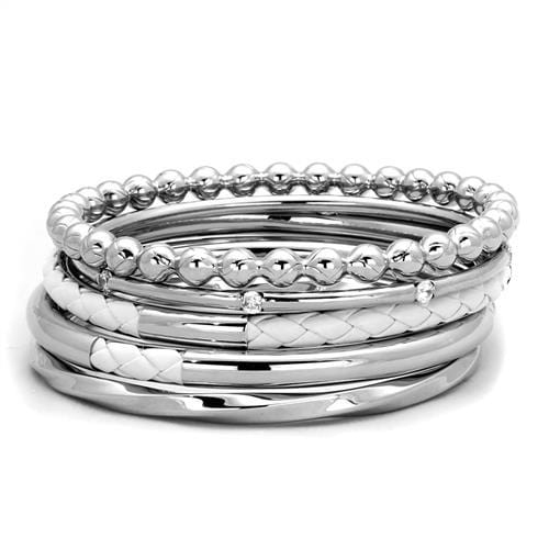 TK1937 - High polished (no plating) Stainless Steel Bangle with No Stone - Alamode