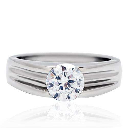 TK193 - High polished (no plating) Stainless Steel Ring with AAA Grade CZ in Clear - Alamode - Flyclothing LLC